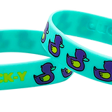 DUCK-Y OG Logo Teal and Purple Silicone Bracelet